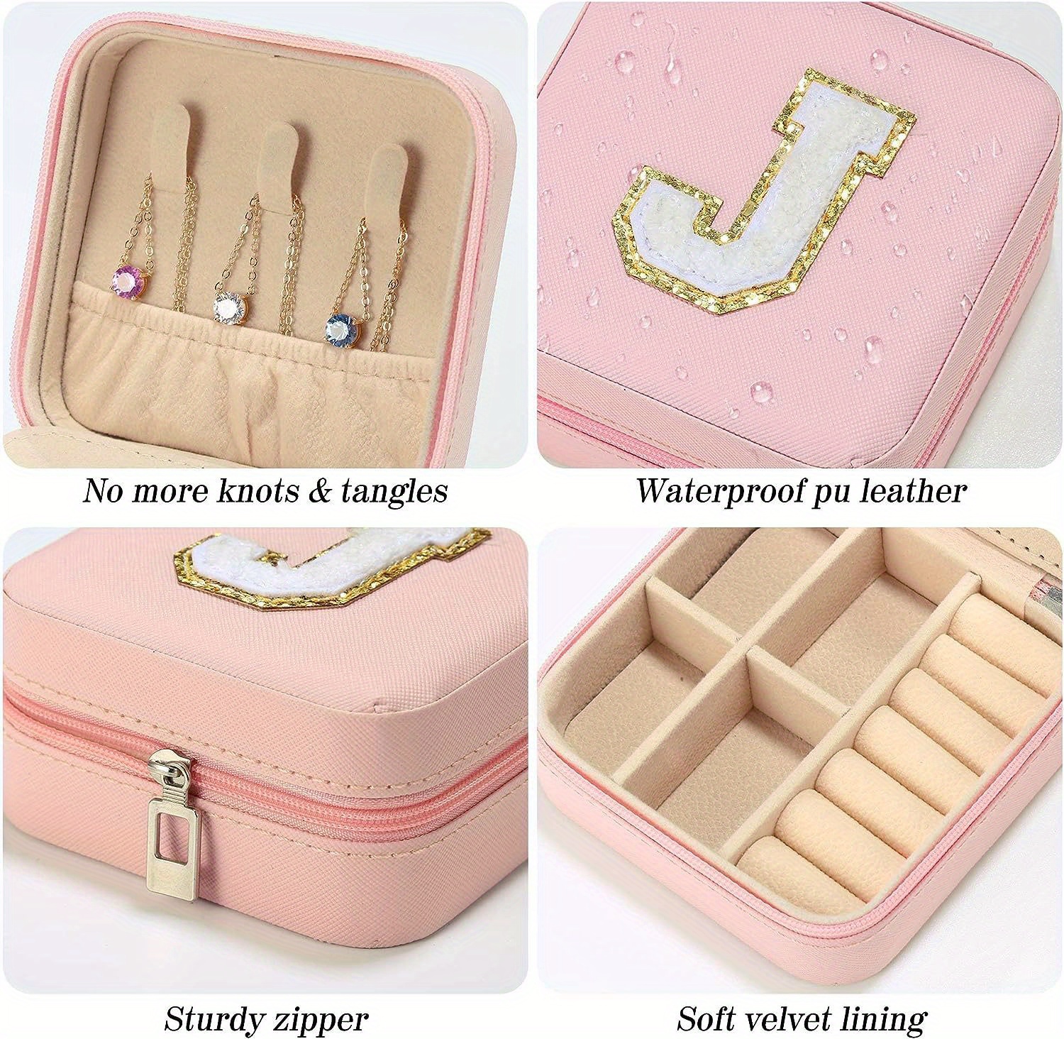 1pc mini fashionable chenille letter jewelry box portable earring necklace divider storage box holiday gift packaging box perfect travel jewelry storage box details 5