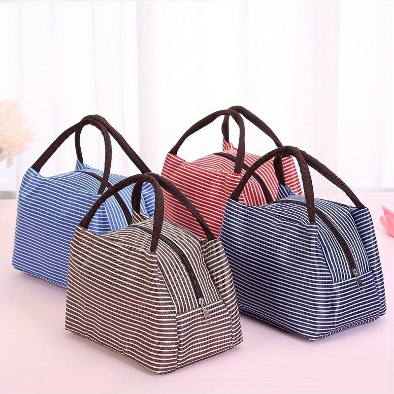 simple portable lunch bag zipper minimalist handbag with top handles foldable organizer details 0