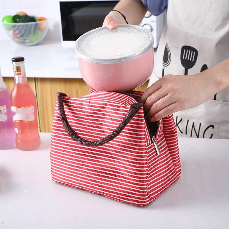 simple portable lunch bag zipper minimalist handbag with top handles foldable organizer details 4