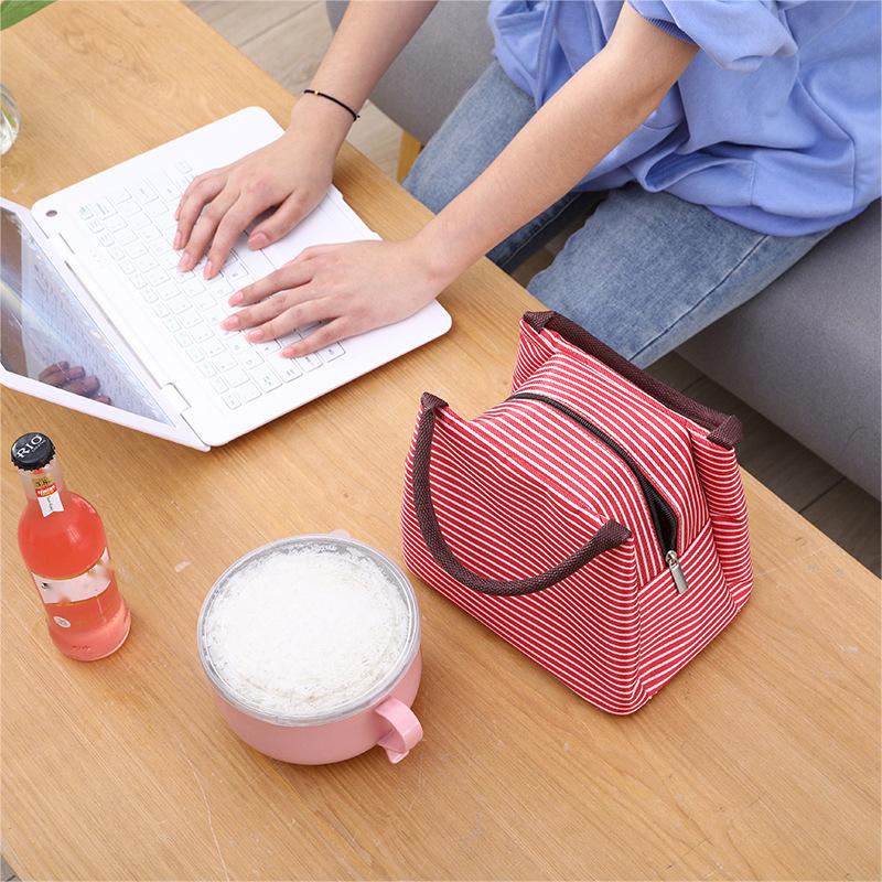 simple portable lunch bag zipper minimalist handbag with top handles foldable organizer details 5