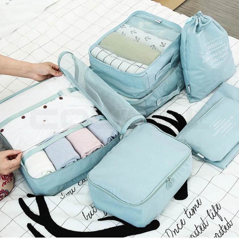 7pcs travel storage bag set suitcase packing organizer portable luggage pouch for underwear clothing shoes sorting bags details 3