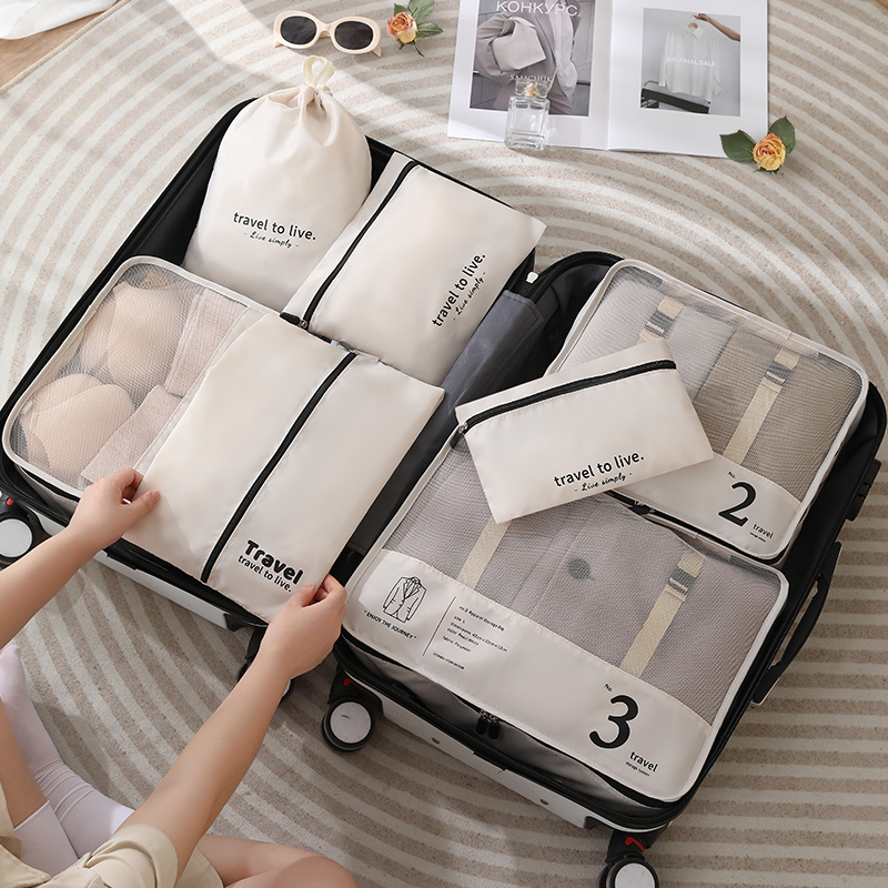 7 pcs travel packaging cubes multifunctional clothes socks shoes underwear bags portable dustproof bags details 4