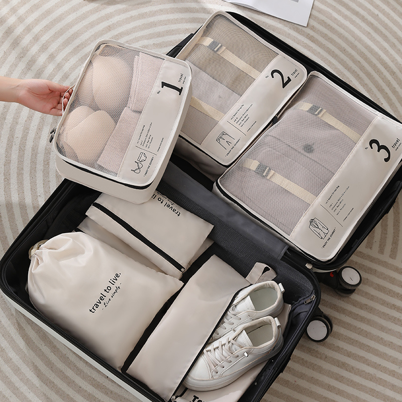 7 pcs travel packaging cubes multifunctional clothes socks shoes underwear bags portable dustproof bags details 5