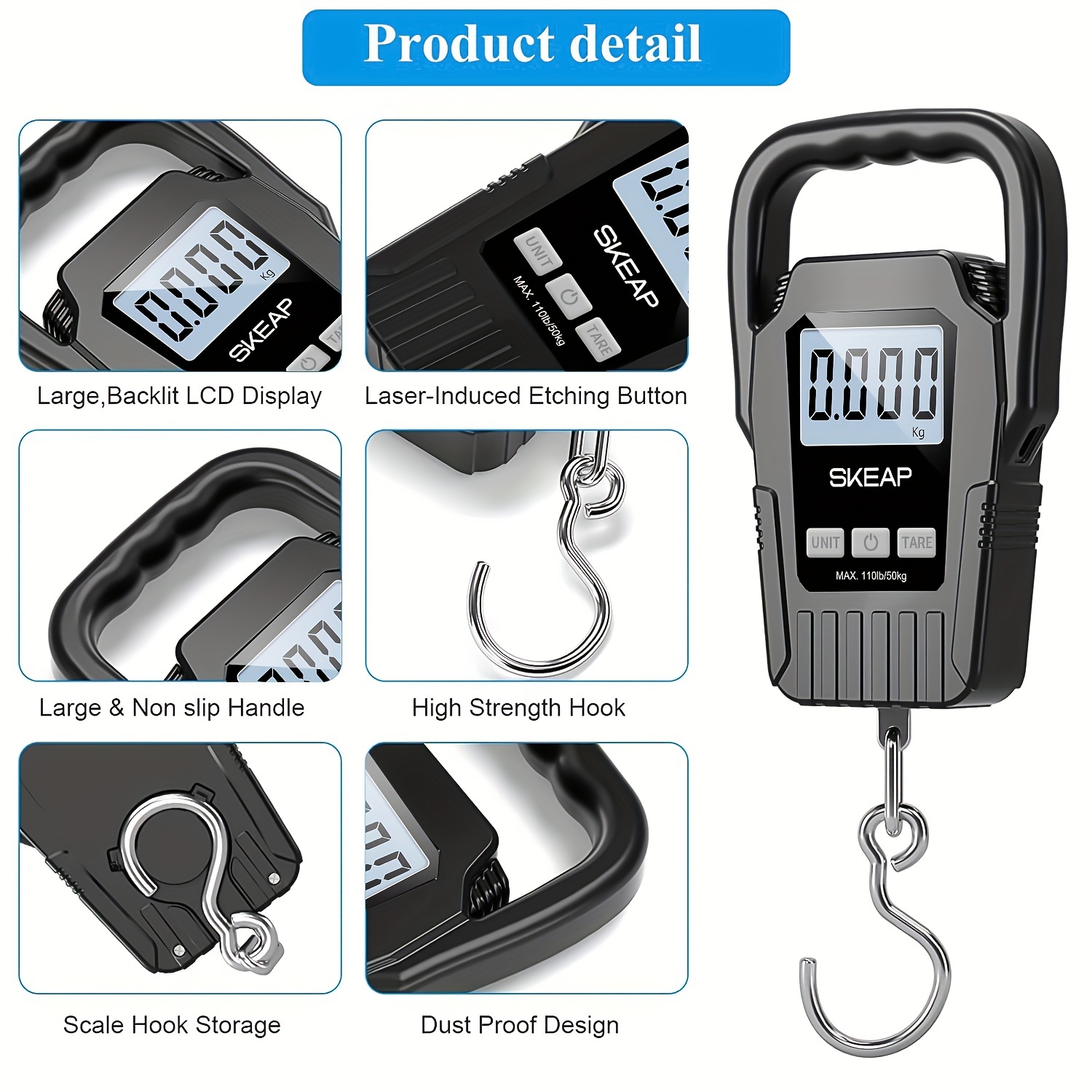 luggage scale, luggage scale upgrade large handle lcd display perfect for fishing travel luggage weighting details 7