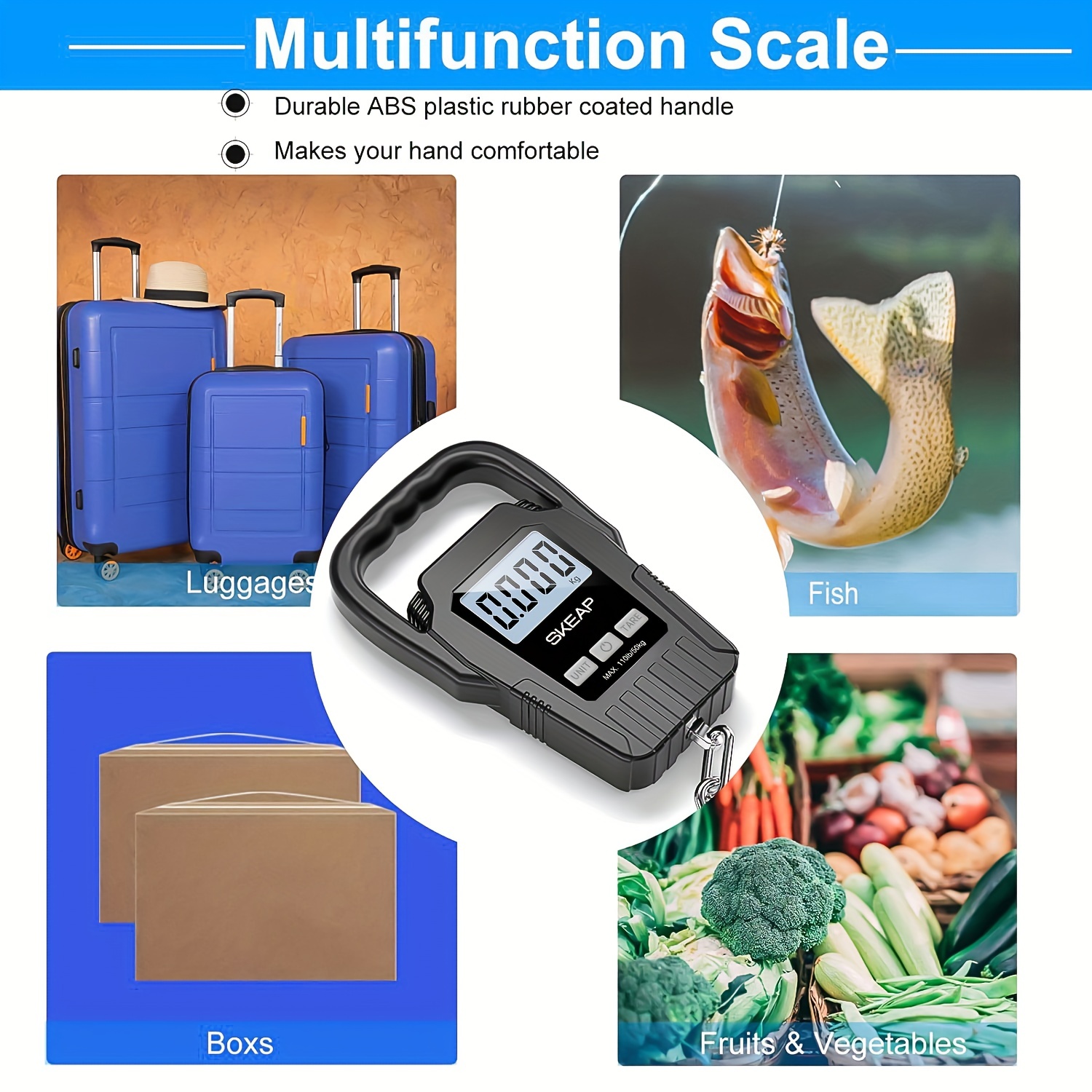 luggage scale, luggage scale upgrade large handle lcd display perfect for fishing travel luggage weighting details 8