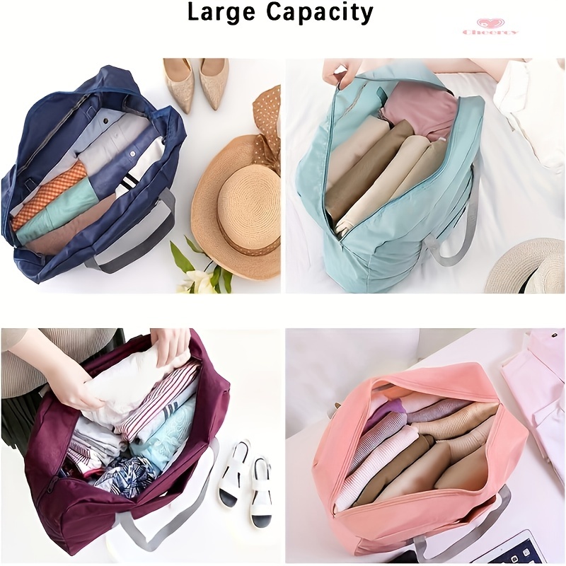 foldable large capacity travel storage bag lightweight multi duffel handbag with zipper details 3