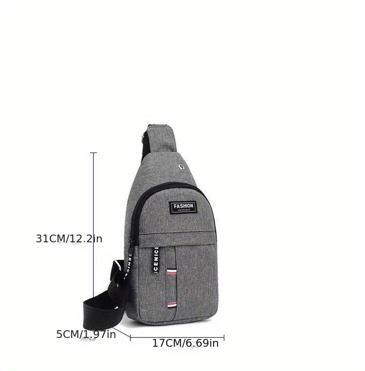 simple outdoor sling bag casual sports crossbody bag zipper chest bag for travel details 3