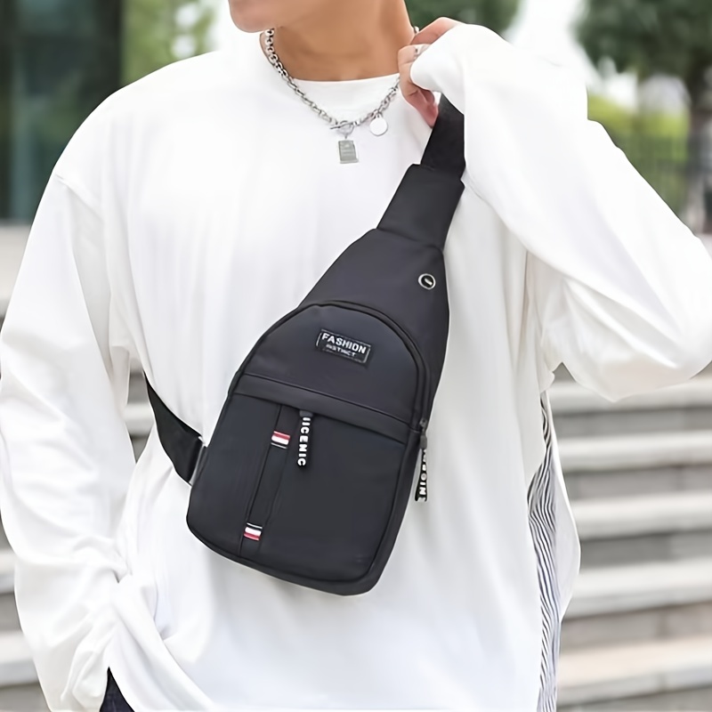 simple outdoor sling bag casual sports crossbody bag zipper chest bag for travel details 4