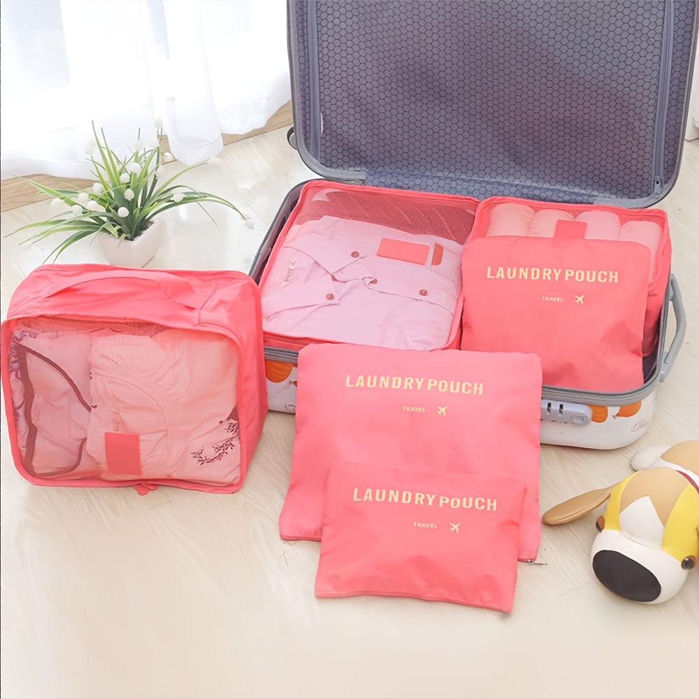 bag, 6pcs simple solid color travel storage bag clothing storage bag dry and wet separate storage bag cosmetic bag wash bag toiletry bag for travel packing cubes details 2