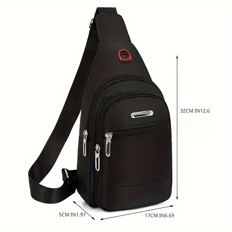 mens casual crossbody bag with earphone hole multifunctional shoulder bag for hiking running cycling travel details 0