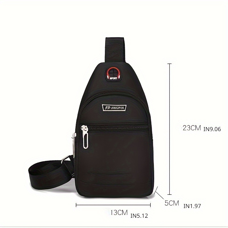 mens casual crossbody bag with earphone hole multifunctional shoulder bag for hiking running cycling travel details 2