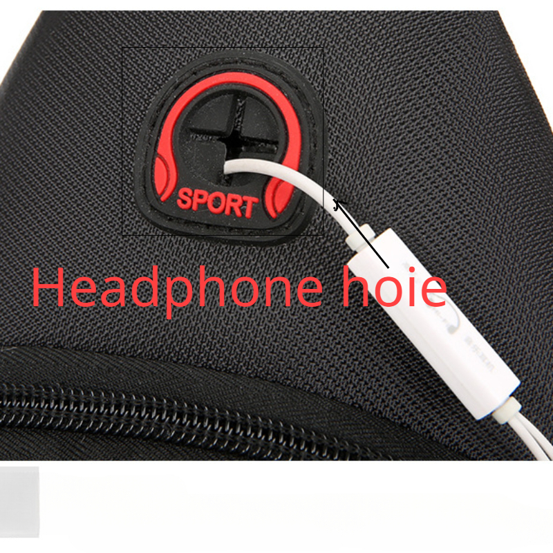 mens casual crossbody bag with earphone hole multifunctional shoulder bag for hiking running cycling travel details 4