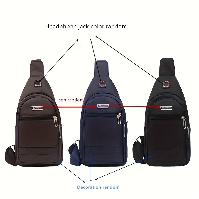 mens casual crossbody bag with earphone hole multifunctional shoulder bag for hiking running cycling travel details 6