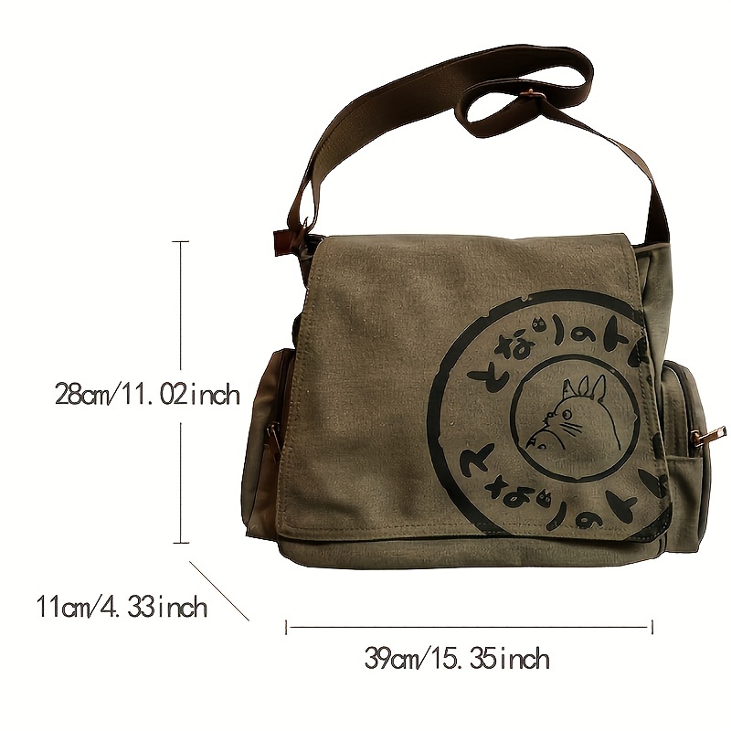 mens vintage shoulder messenger bag canvas large capacity crossbody bags cartoon students book bags details 3