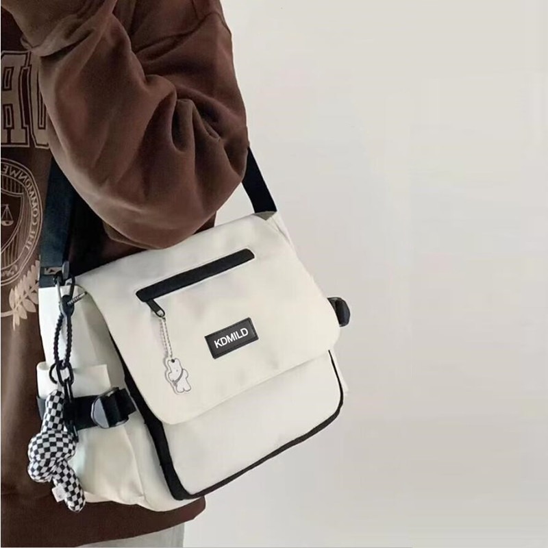 mens harajuku shoulder bags waterproof canvas crossbody bags teen boys school messenger bag details 3