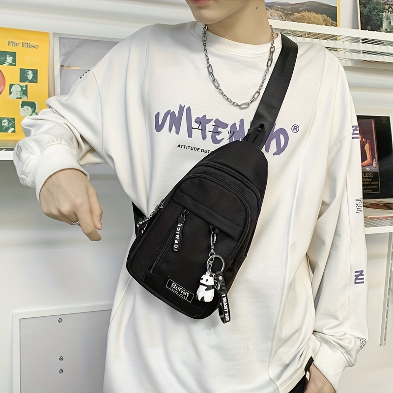 new mens fashion casual sports adjustable nylon shoulder bag for outing details 3