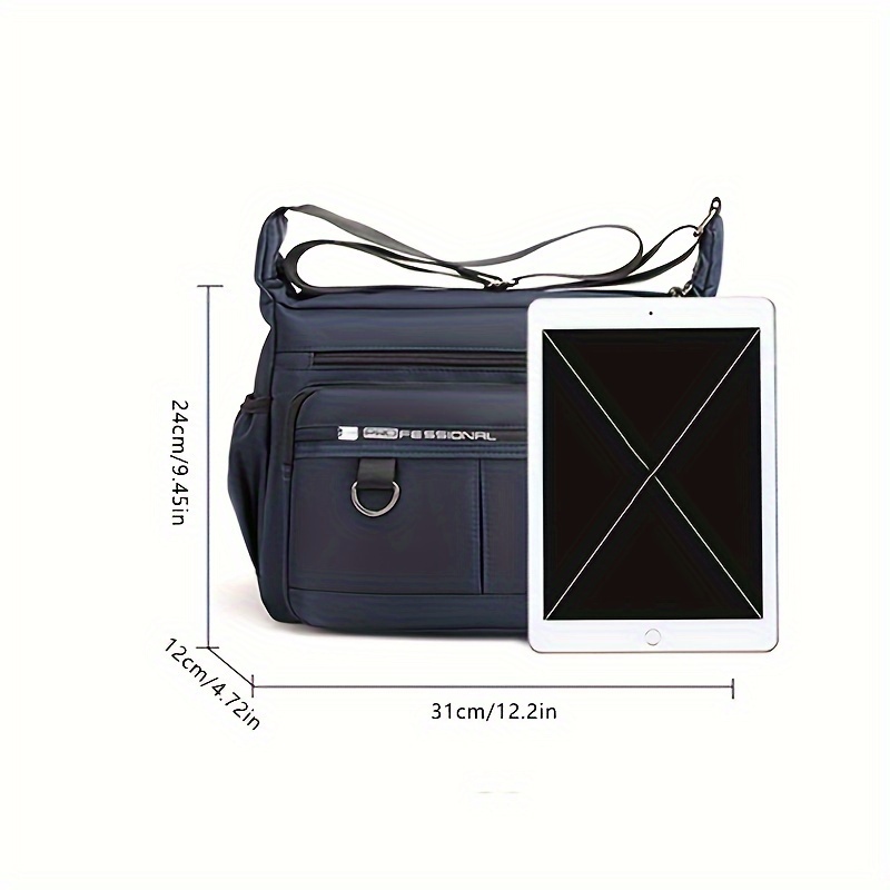 1pc mens shoulder crossbody bag large capacity waterproof and wear resistant bag multi pocket business bag business casual crossbody bag multi layer zipper fashion for business trips details 0