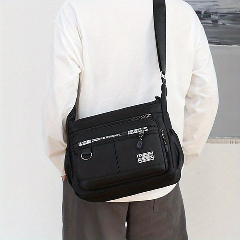 fashion mens retro casual multi compartment shoulder bag outdoor simple crossbody bag details 0