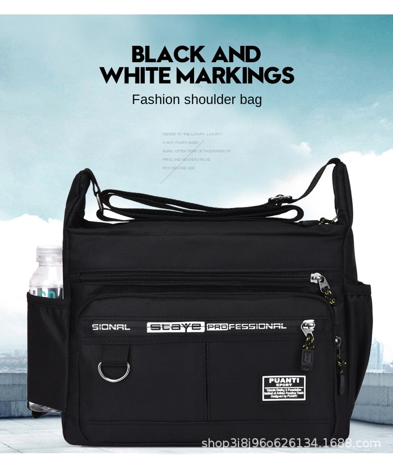 large capacity shoulder bag waterproof and wear resistant messenger bag multi pocket crossbody bag details 0