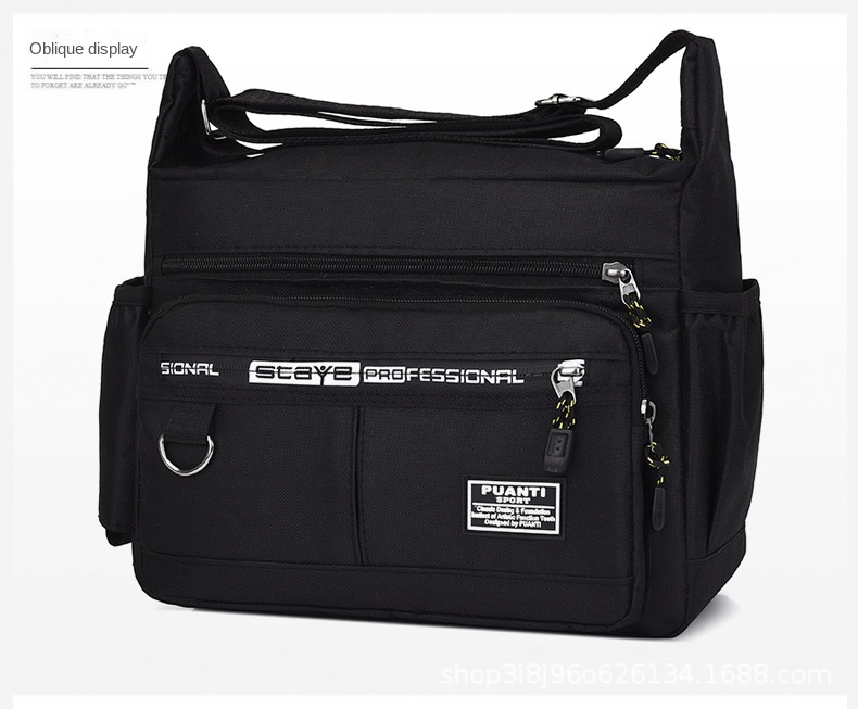 large capacity shoulder bag waterproof and wear resistant messenger bag multi pocket crossbody bag details 3