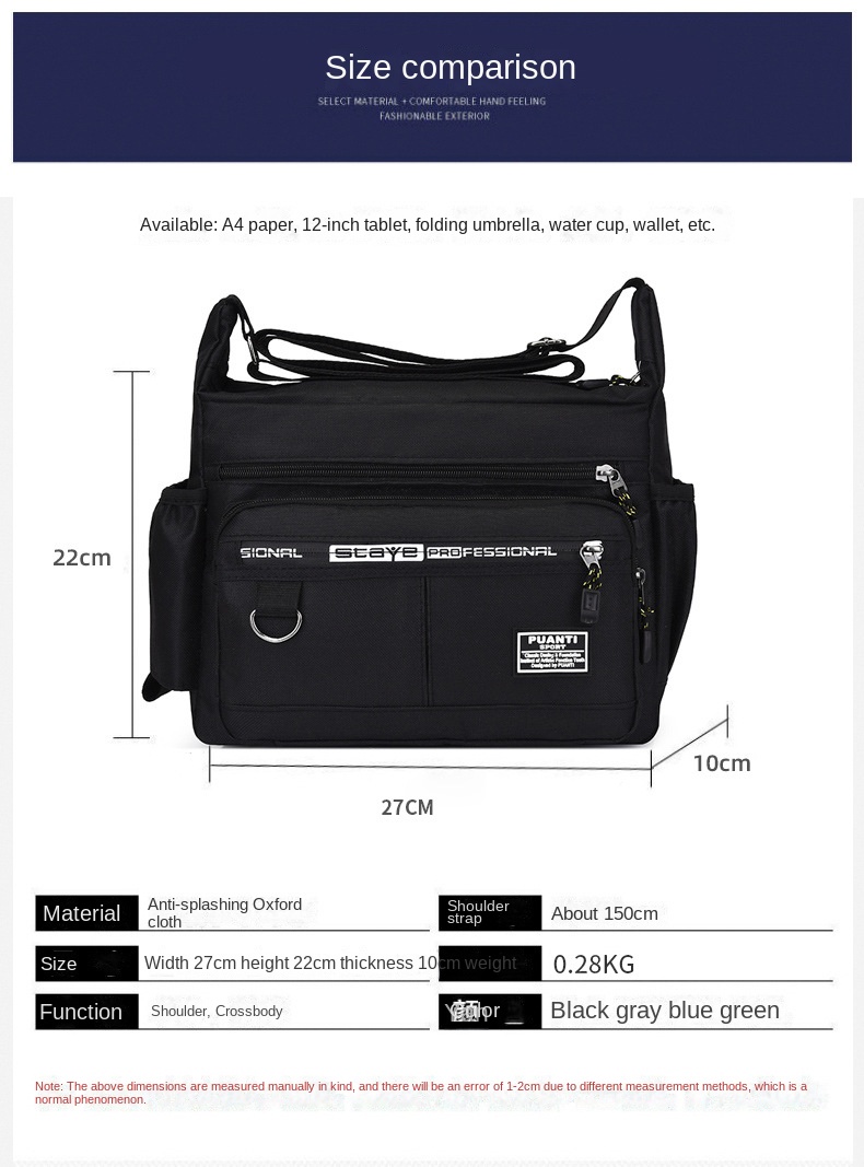 large capacity shoulder bag waterproof and wear resistant messenger bag multi pocket crossbody bag details 13