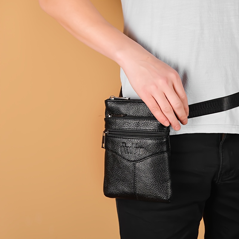 1pc mens small genuine leather shoulder messenger bag top layer cowhide crossbody bag details 3