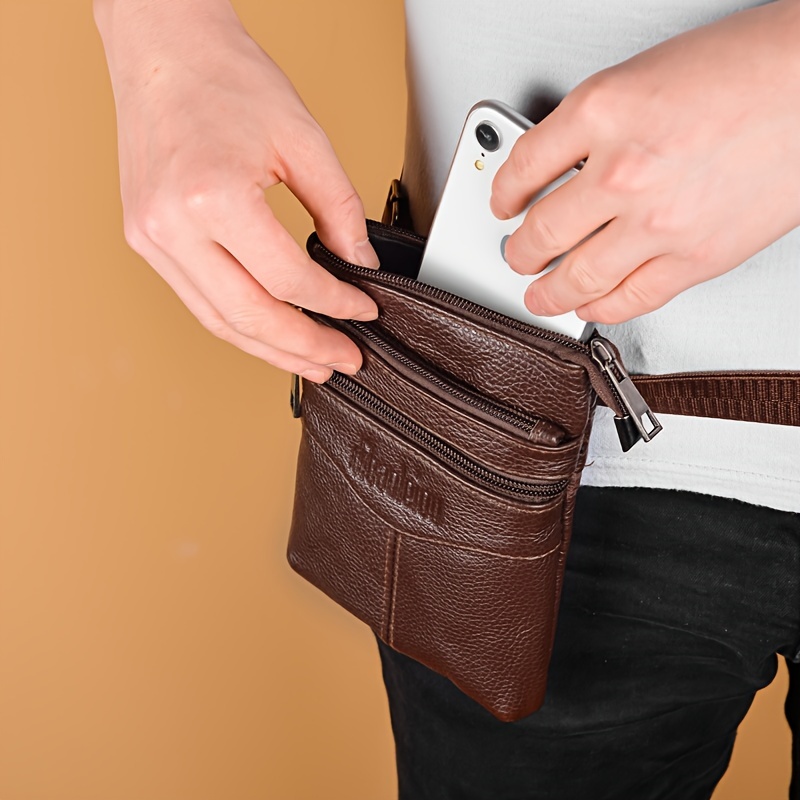 1pc mens small genuine leather shoulder messenger bag top layer cowhide crossbody bag details 4