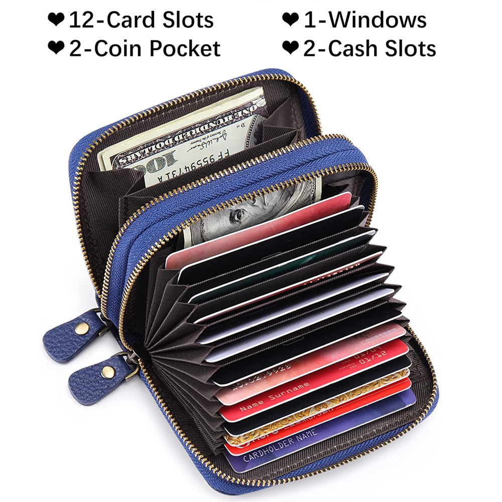 womens credit card wallet large capacity multi card case wallet with id window zipper card cases holder details 3