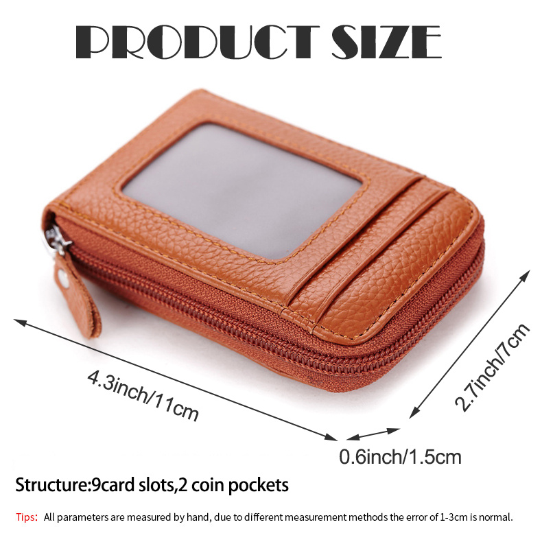 rfid blocking credit card holder zip around card case card organizer fashion coin purse with id window details 4