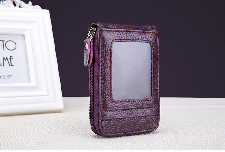 rfid blocking credit card holder zip around card case card organizer fashion coin purse with id window details 10