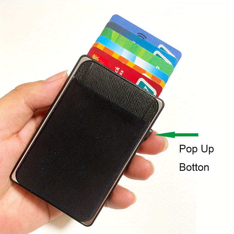 rfid blocking card holder aluminum smart wallet metal pop button purse can accommodate 6 8 cards details 0