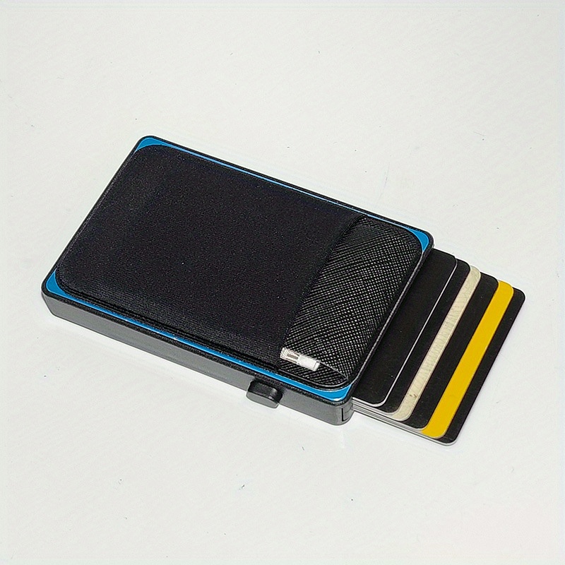 rfid blocking card holder aluminum smart wallet metal pop button purse can accommodate 6 8 cards details 4