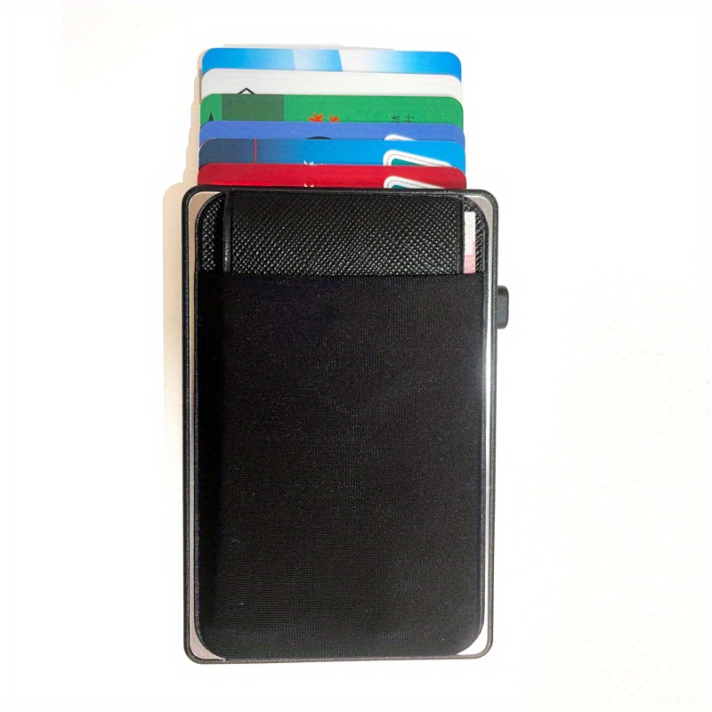 rfid blocking card holder aluminum smart wallet metal pop button purse can accommodate 6 8 cards details 6