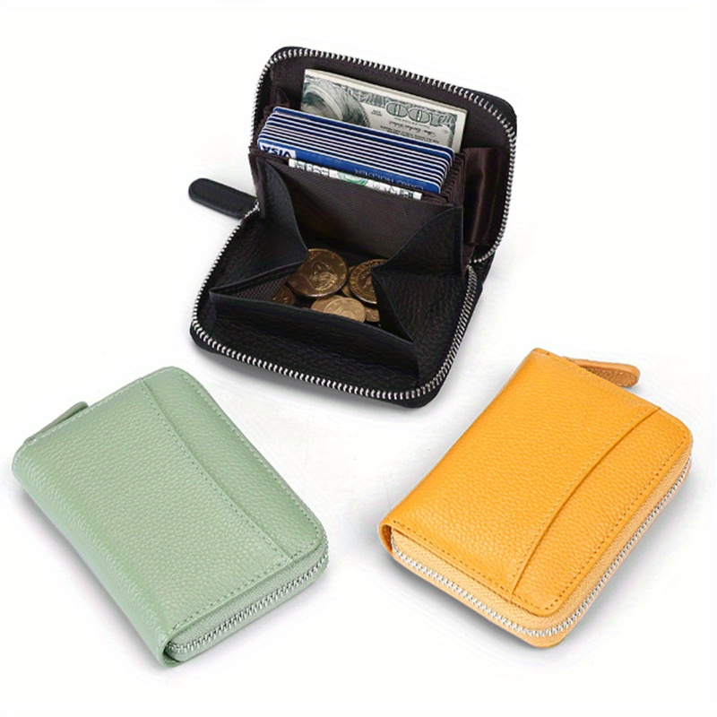 vintage genuine leather wallet fashion casual solid color credit card storage bag organizer womens simple versatile clutch bag coin purse details 3