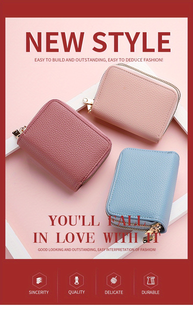 mini solid color card holder, mini solid color card holder zipper short wallet versatile clutch purse 3 35 1 57 4 53 details 0