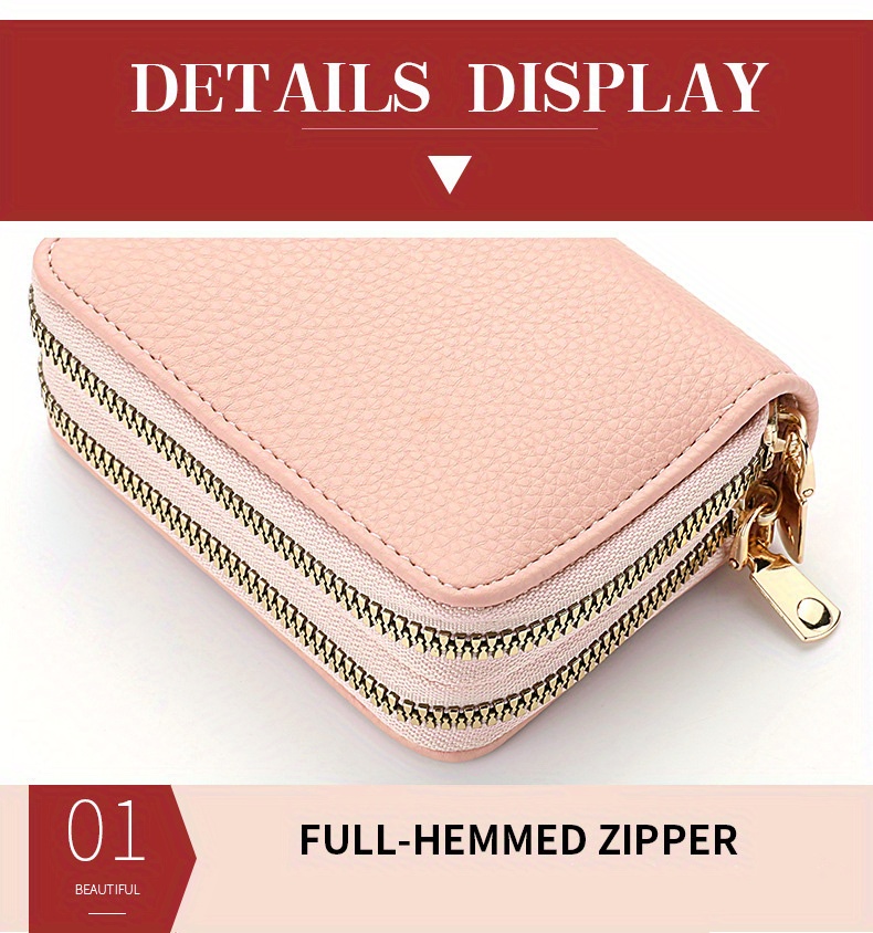 mini solid color card holder, mini solid color card holder zipper short wallet versatile clutch purse 3 35 1 57 4 53 details 5