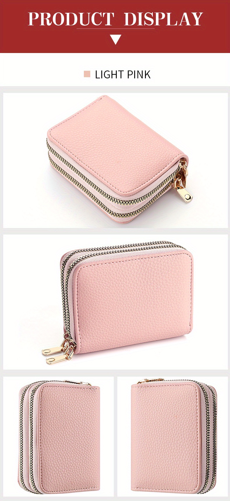 mini solid color card holder, mini solid color card holder zipper short wallet versatile clutch purse 3 35 1 57 4 53 details 7