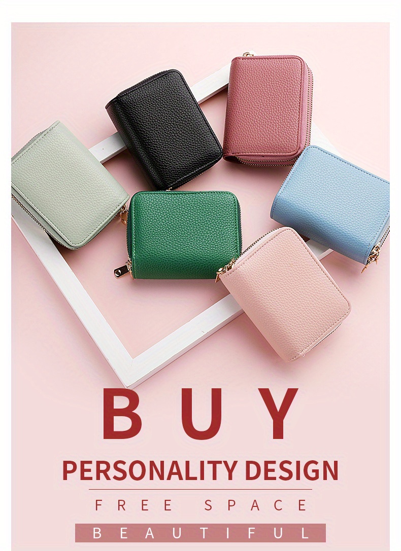 mini solid color card holder, mini solid color card holder zipper short wallet versatile clutch purse 3 35 1 57 4 53 details 16