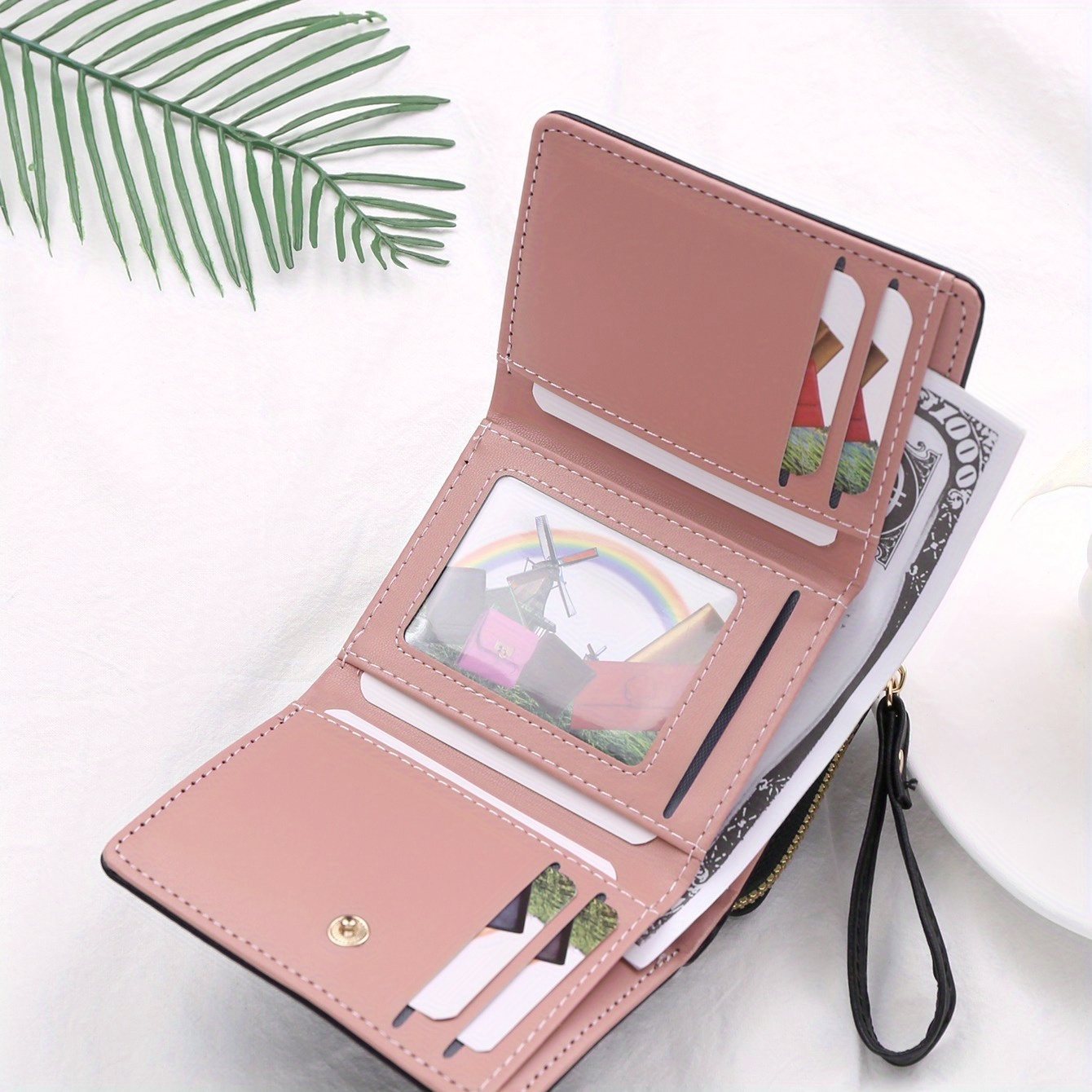 stylish trifold coin purse versatile credit card holder womens casual coin purse details 14