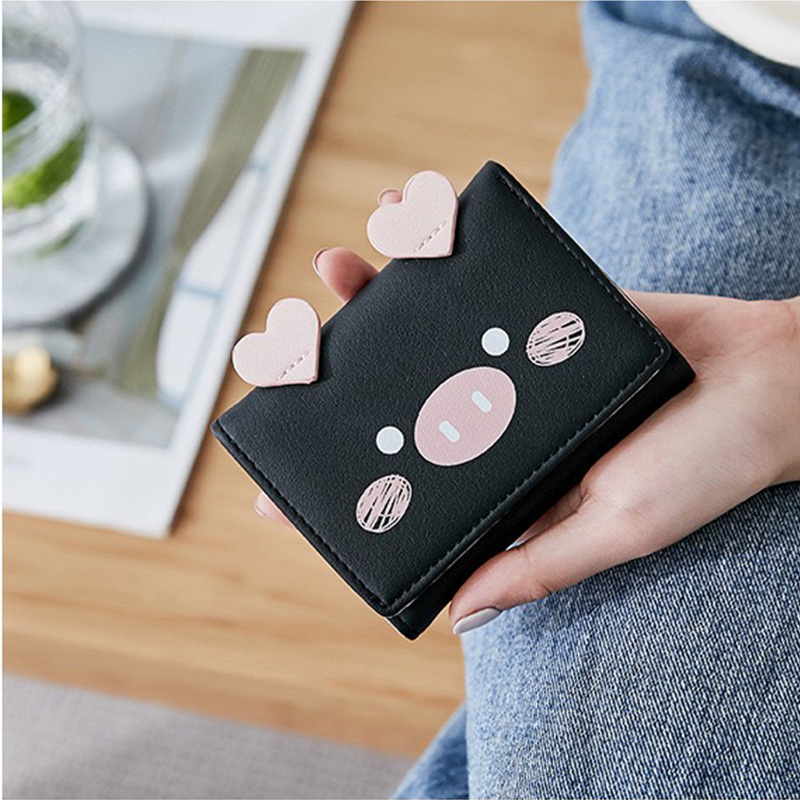 cartoon kawaii pig design wallet, cartoon kawaii pig design wallet trifold coin purse versatile clutch wallet with card slots details 2