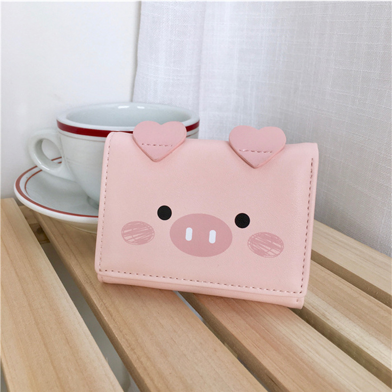 cartoon kawaii pig design wallet, cartoon kawaii pig design wallet trifold coin purse versatile clutch wallet with card slots details 3