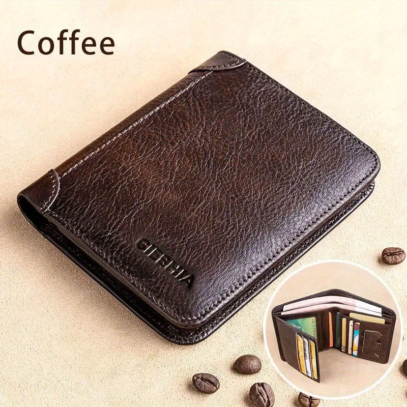 handmade leather wallet genuine leather rfid wallets vintage thin short multi function id credit card holder money bag give gifts on valentines day details 11