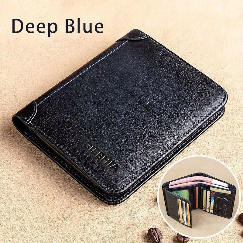 handmade leather wallet genuine leather rfid wallets vintage thin short multi function id credit card holder money bag give gifts on valentines day details 12