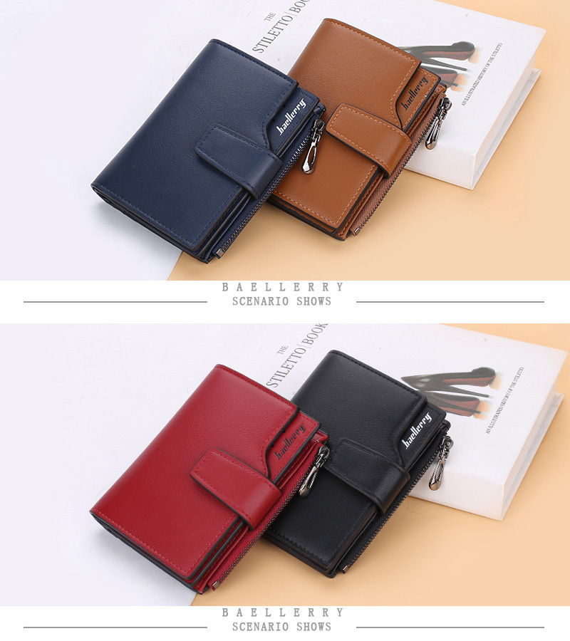 letter detail small wallet womens simple faux leather fold wallet with multiple card slots zipper pocket details 7