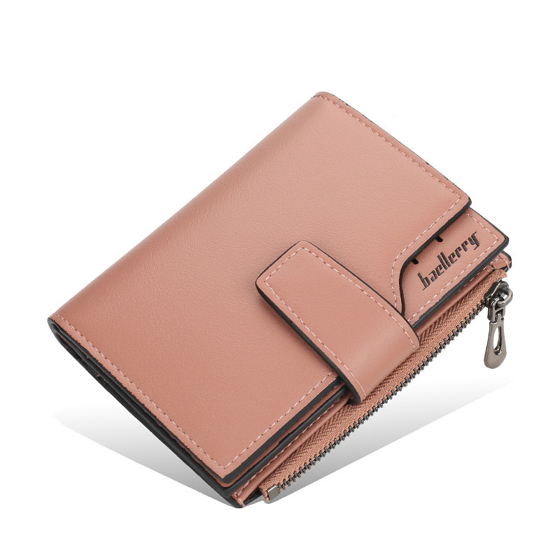 letter detail small wallet womens simple faux leather fold wallet with multiple card slots zipper pocket details 10