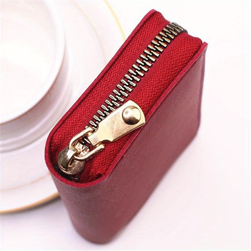 womens minimalist wallet zipper around coin purse portable short clutch purse details 7