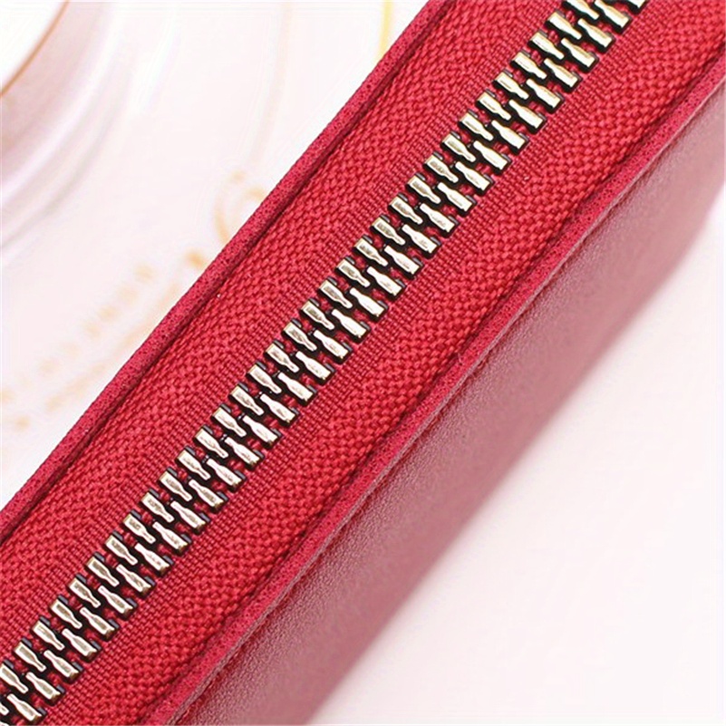 womens minimalist wallet zipper around coin purse portable short clutch purse details 8