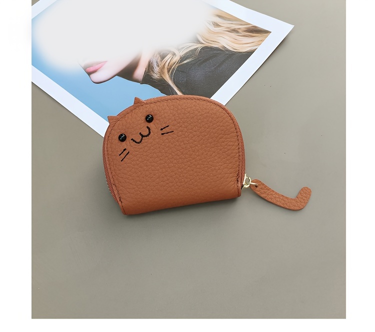 mini genuine leather coin purse kawaii cute cat card case lovely wallet pouch card holder details 13