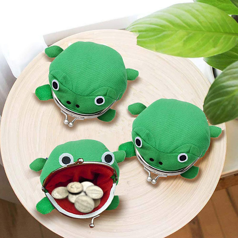 ladies frog wallet anime cartoon wallet coin purse flannel wallet details 1