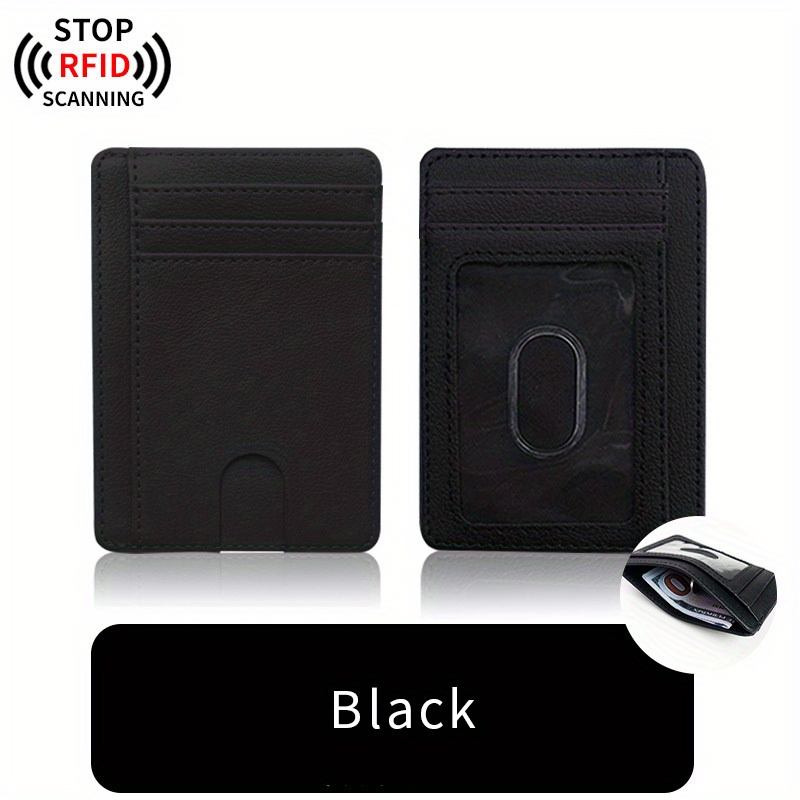 portable rfid blocking card holder pocket wallets with id window minimalist slim coin purse details 1